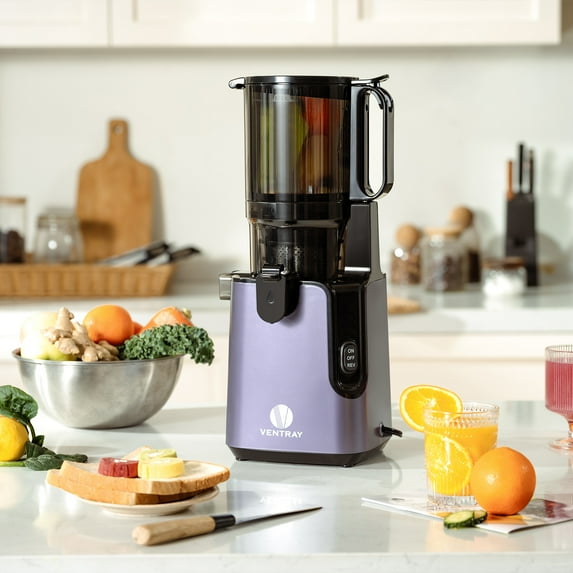 Ventray Cold Press Juicer, Juicer Machine with 5.1 Inch Feed Chute, 250W Power Masticating Juicer - Purple