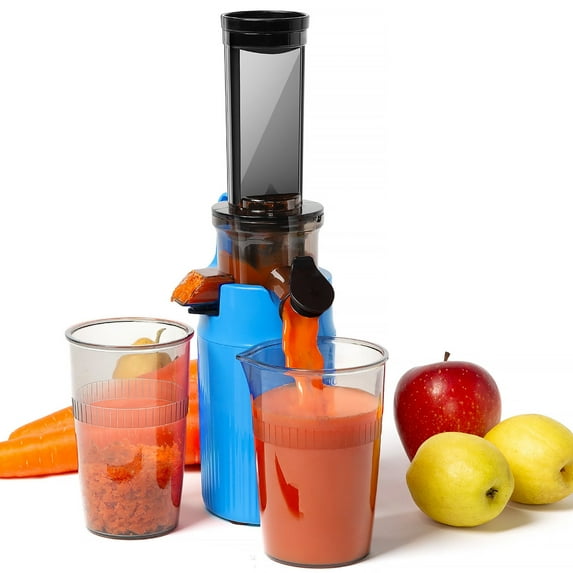 Ventray Essential Ginnie Juicer Compact Small Cold Press Masticating Slow Juicer Low Speed Easy to Clean Brush Included - Blue, Holiday Gift