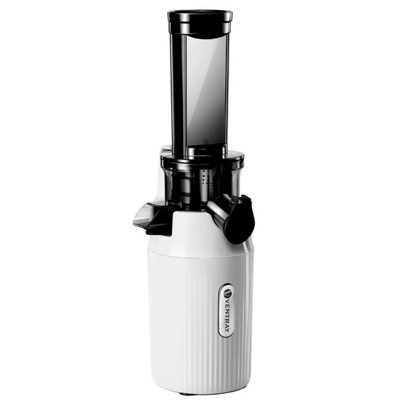 Ventray Essential Ginnie Juicer Compact Small Cold Press Masticating Slow Juicer Low Speed Easy to Clean Brush Included - White, Holiday Gift