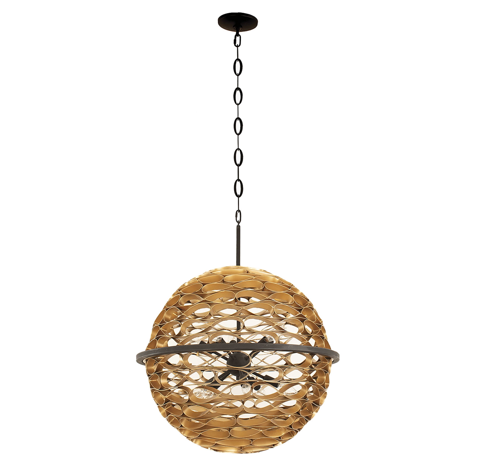 Ventura 10-Light Matte Black and Gold Globe Pendant