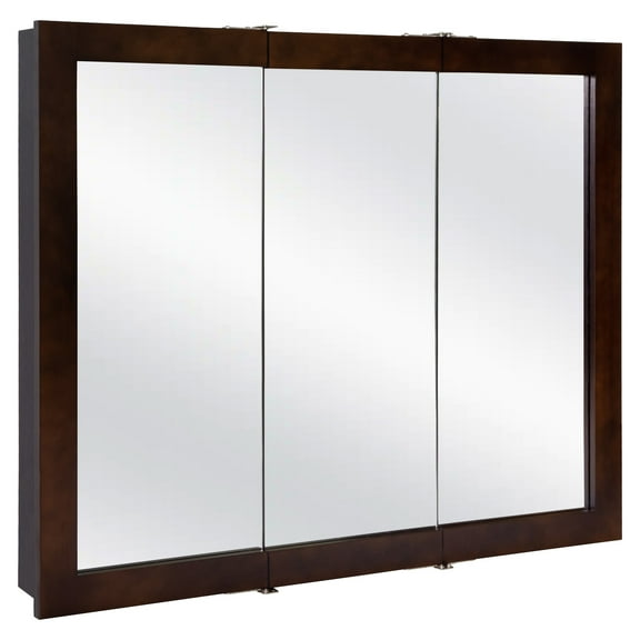 Design House 36" Wood Tri-View Wall Mount Bathroom Medicine Cabinet, Espresso