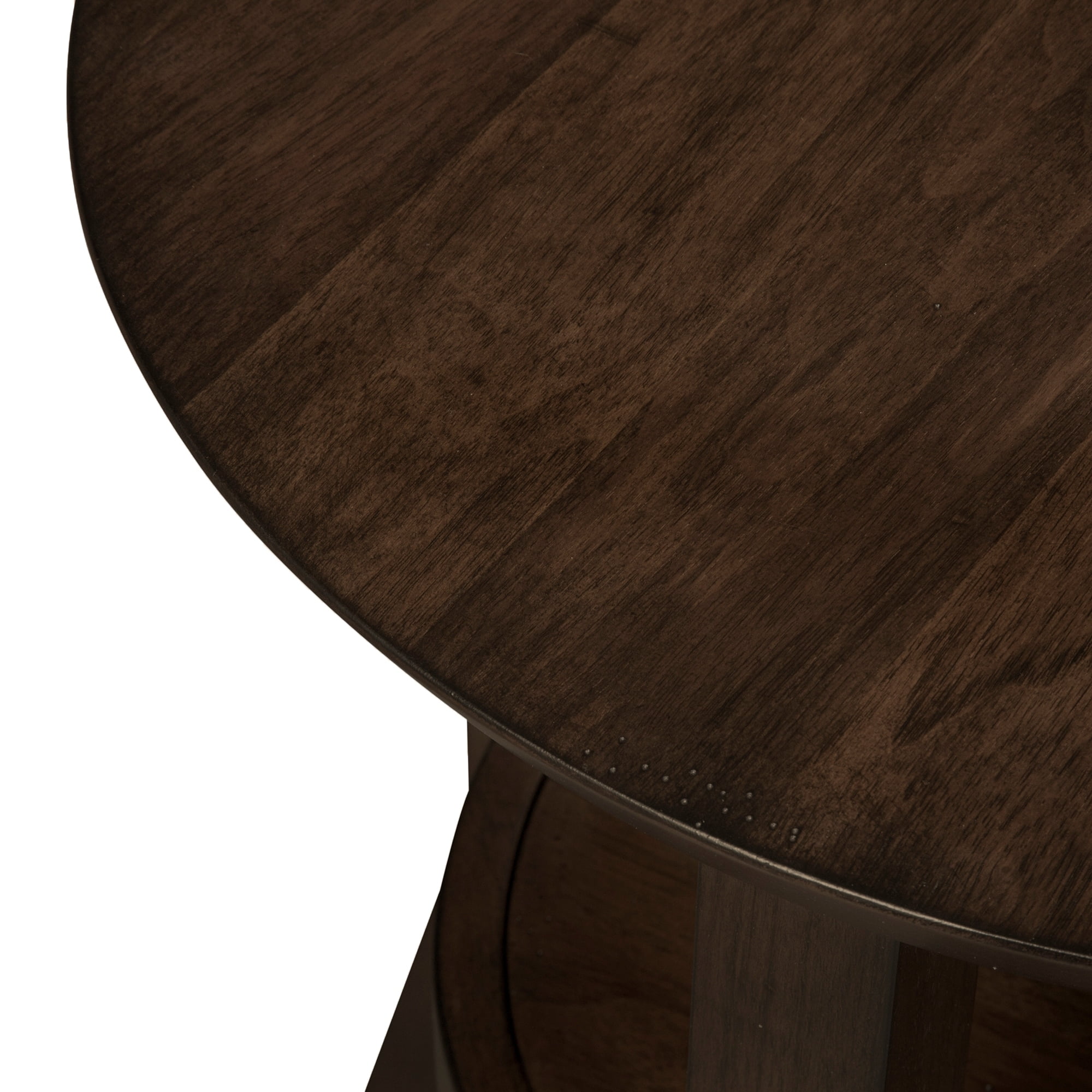 Ventura Dark Brown Round Wood End Table with Shelf