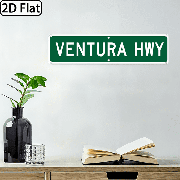 Ventura Freeway Retro Sign 4x16 inch, Waterproof and Dustproof, Suitable for Home, Garden, Cafe, Bar, Porch, Garage Decoration Predrilled holes for easy hanging