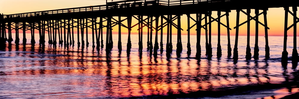Ventura Pier at sunset Ventura California USA Canvas Art - Panoramic Images (12 x 36)