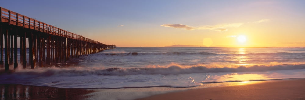 Ventura pier at sunset California Canvas Art - Panoramic Images (36 x 12)