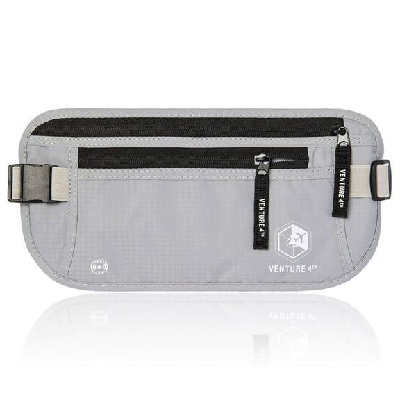 Venture 4th Travel Money Belt - Unisex Wallet RFID Blocking Passport Holder (Silver)
