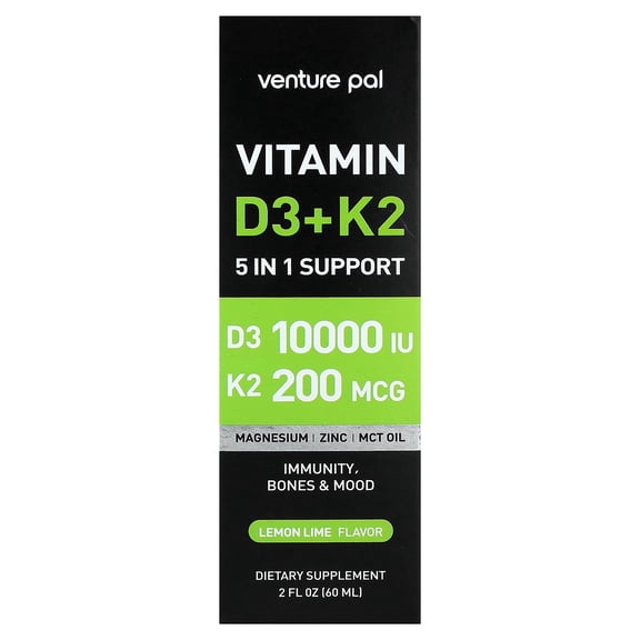 Venture Pal Vitamin D3 + K2, Lemon Lime, 2 fl oz (60 ml)