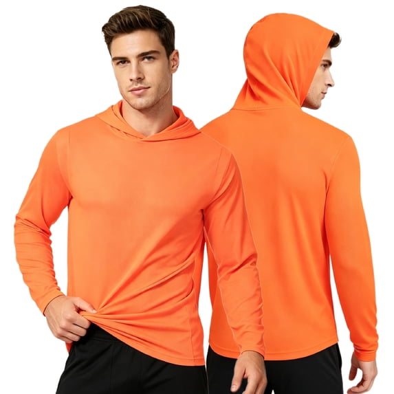 2-Pack Men's UPF 50+ Sun Protection Hoodie Long Sleeve Moisture Wicking Quick Dry Lightweight for Outdoor Sports