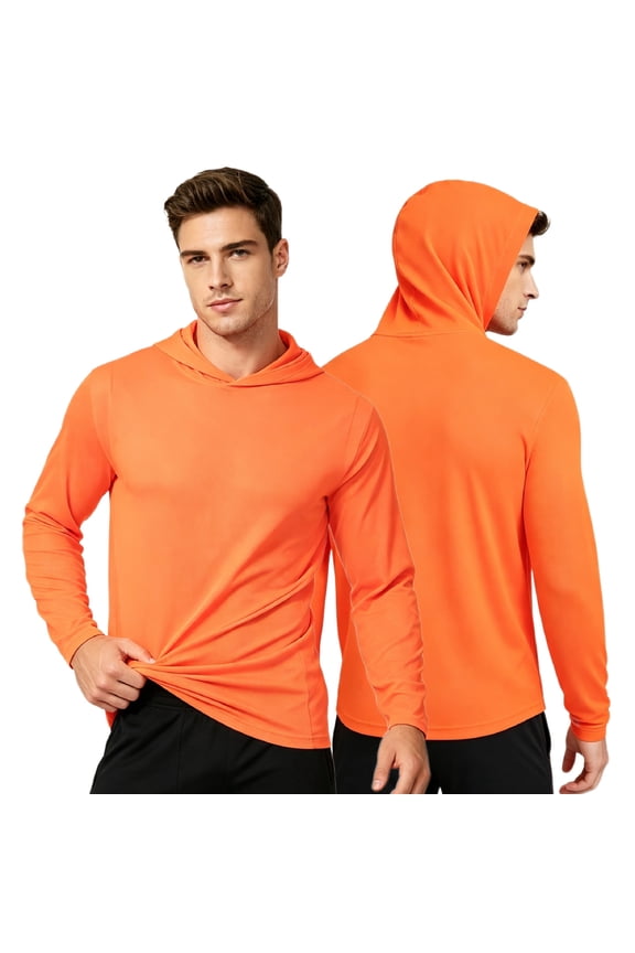 2 Pack Men's Lightweight Upf 50+ Outdoor Sun Protection Hoodie Durable Stretch Micro Mesh Moisture Wicking Quick Dry Long Sleeve Shirt