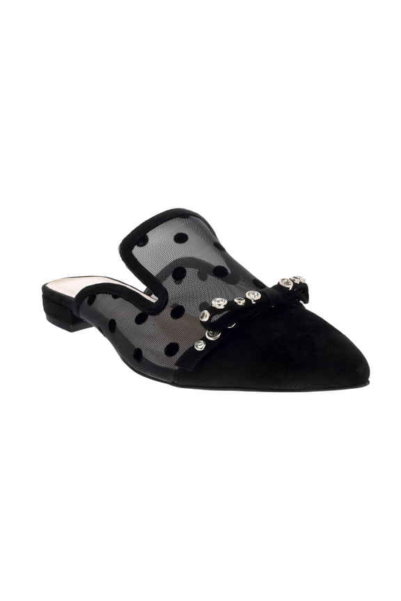 Black Mesh Ballerina Flat Mule-6 for womens