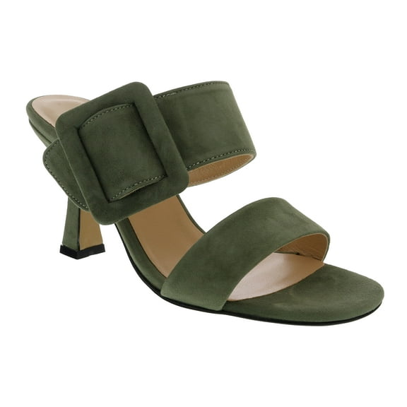 Ventutto Forest Green Wide Buckle High Heel Slide-9 for womens