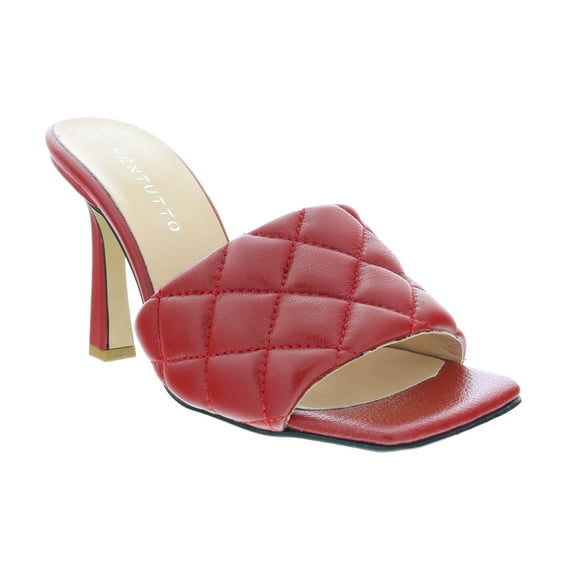 Ventutto Red Quilted High Heel Leather Mule-9 for womens