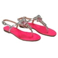 thumbnail image 1 of Ventutto Rio Fuschia Silver Crystal Cluster T-Strap Sandal-12 for Womens, 1 of 4