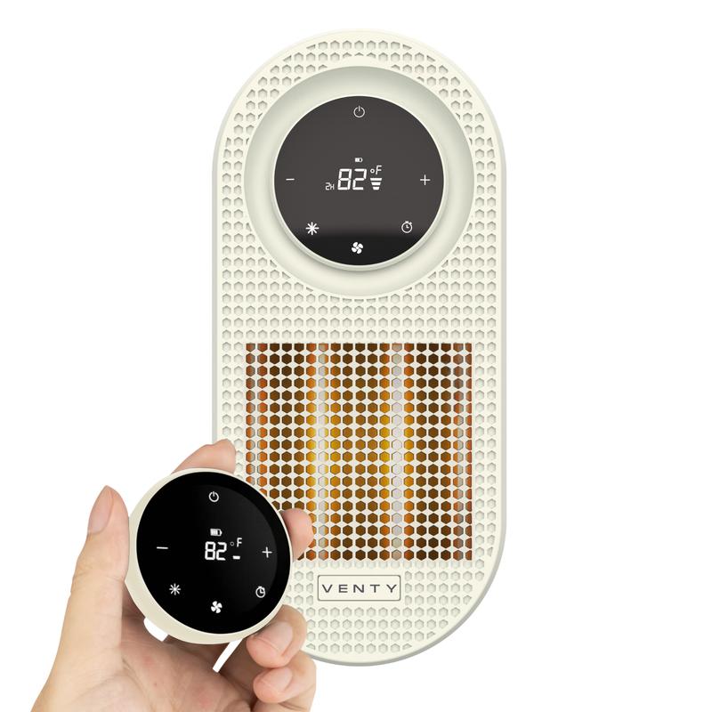 Venty CozyPod Portable Plug-In Heater 500W | Space Heater for Small Rooms | Electric Heater with LED Display & Remote Control | Small Space Heater