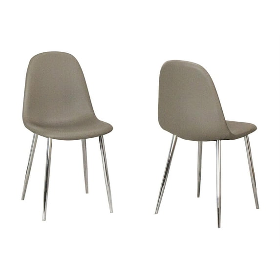 Venu Mocha Brown Faux Leather Dining Chairs with Chrome Legs Set of 2