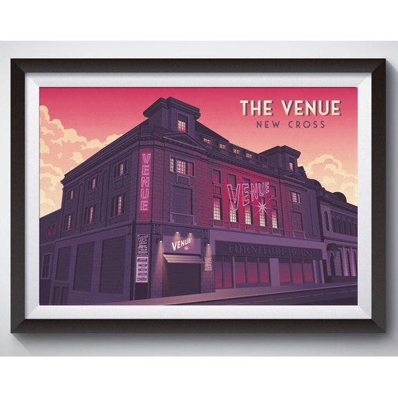 The Venue New Cross Nightclub Poster, South East London, Clubbing, Djs, Rave, Vintage Travel Print, London Art, Architecture, Live Music Wall Art, Modern Wall Decor, 8x12 UNFRAMED