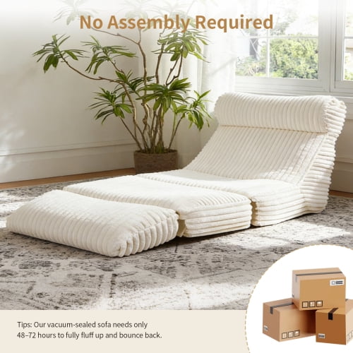 Venuezy 4 in 1 Folding Bean Bag Chair for Adults, Thick Corduroy Bean Bag Sofa Bed, Convertible Sleeper Chair Mattress with Pillow, Soft Fluffy Floor Couch for Dorm Living Room Bedroom