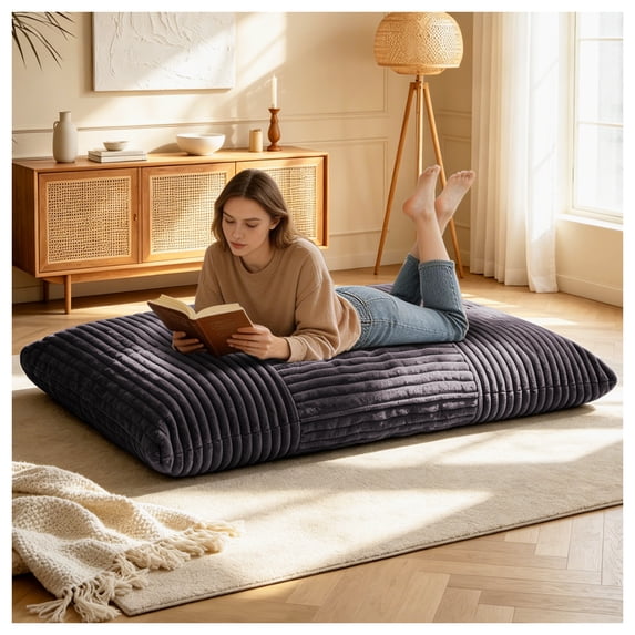 Venuezy Adult Bean Bag Chair 3 in 1 Convertible Large Bean Bag Sofa, Convertible Floor Sofa to Mattress, Memory Foam Beanbag Chair with Washable Cover, Multi Functional Lounge Couch for Any Occassion