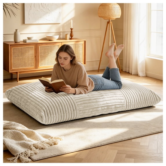 Venuezy Adult Bean Bag Chair 3 in 1 Convertible Large Bean Bag Sofa, Convertible Floor Sofa to Mattress, Memory Foam Beanbag Chair with Washable Cover, Multi Functional Lounge Couch for Any Occassion