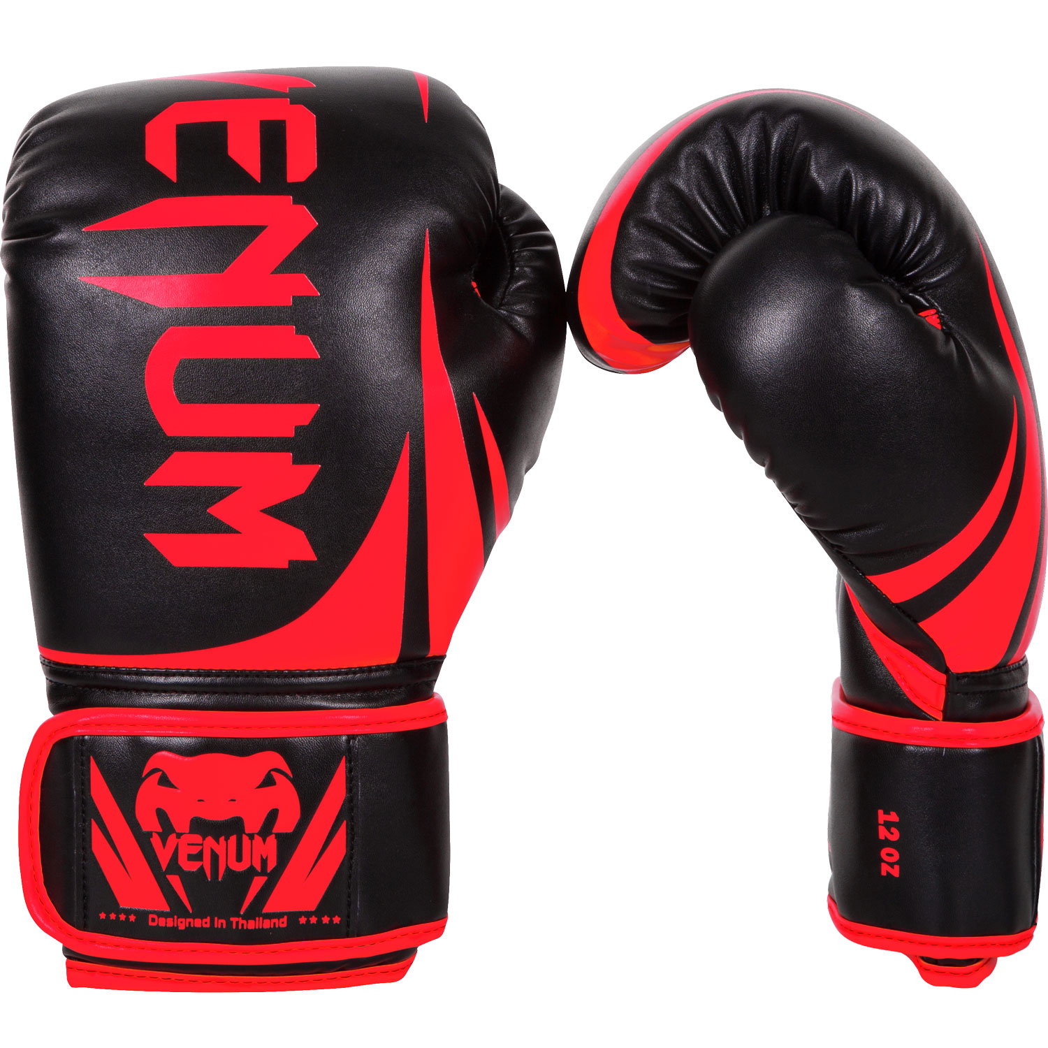 Venum Challenger 2.0 Hook and Loop Training Boxing Gloves - 8 oz. - Black/Red