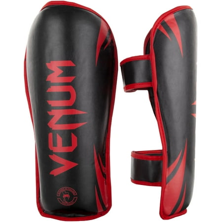 Venum Challenger Hook and Loop Shin Guards - Small - Black/Red