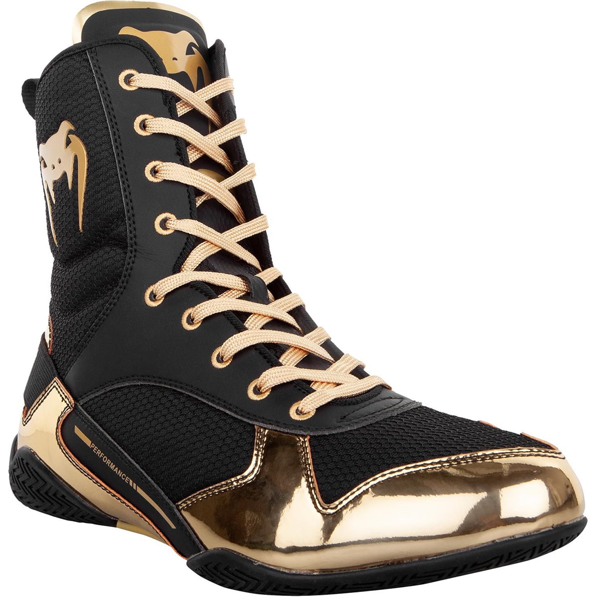 Venum Elite Professional Boxing Shoes - 7 - Black/Gold - Walmart.com