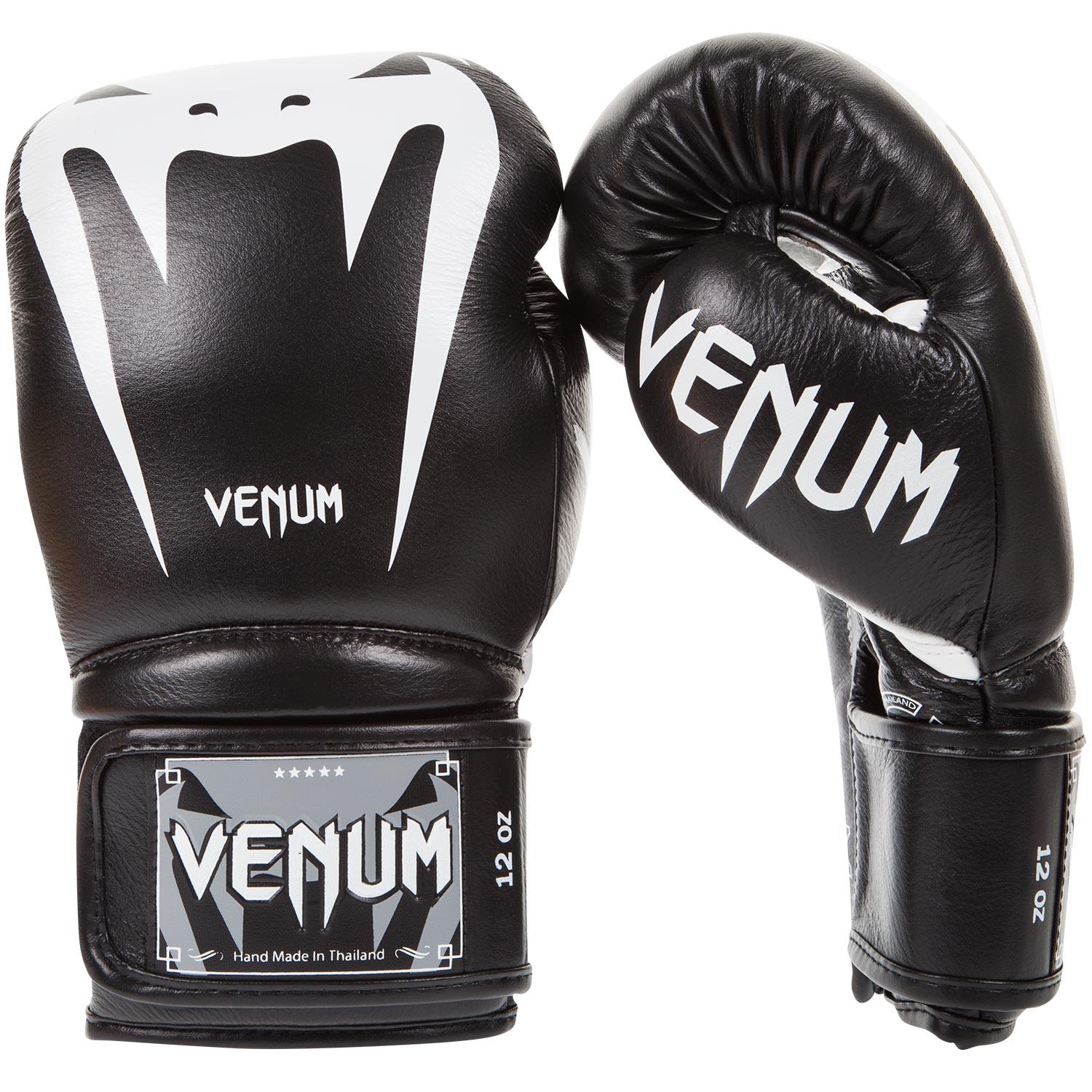 Venum Giant 3.0 Nappa Leather Hook and Loop Boxing Gloves - 12 oz. - Black/White - image 1 of 5