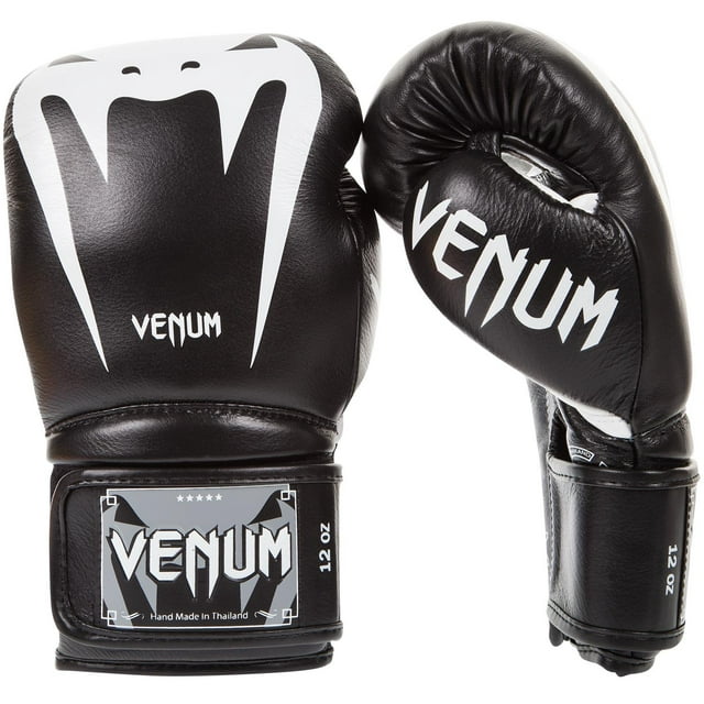 Venum Giant 3.0 Nappa Leather Hook and Loop Boxing Gloves - 12 oz. - Black/White