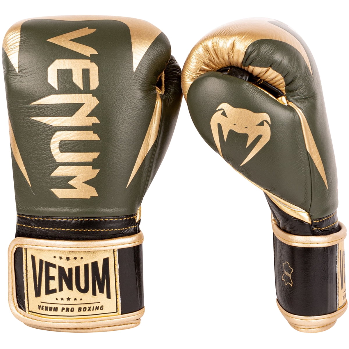 Venum Hammer Pro Hook and Loop Boxing Gloves - 12 oz. - Khaki/Gold