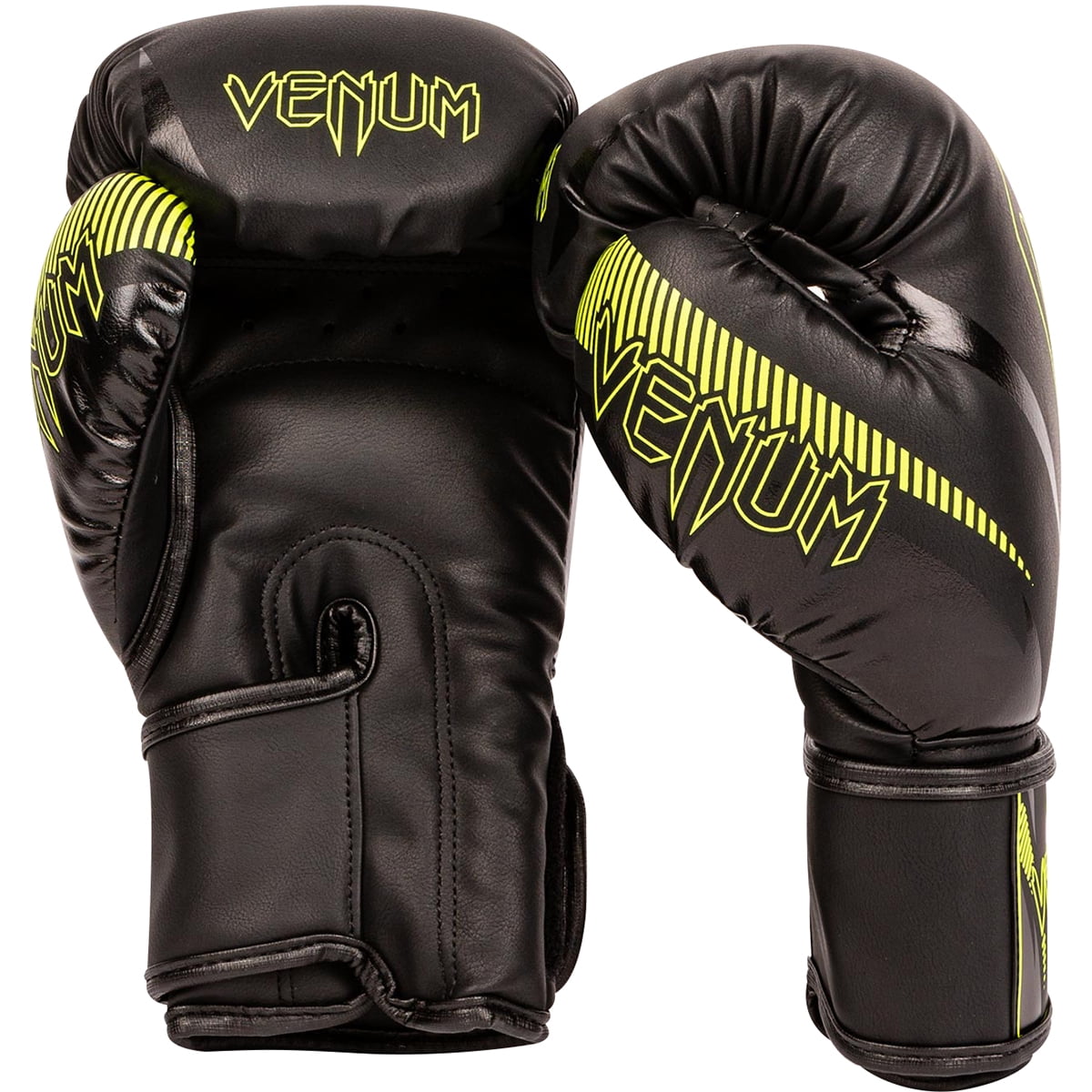 Venum Impact Hook and Loop Boxing Gloves - 12 oz. - Black/Neo Yellow