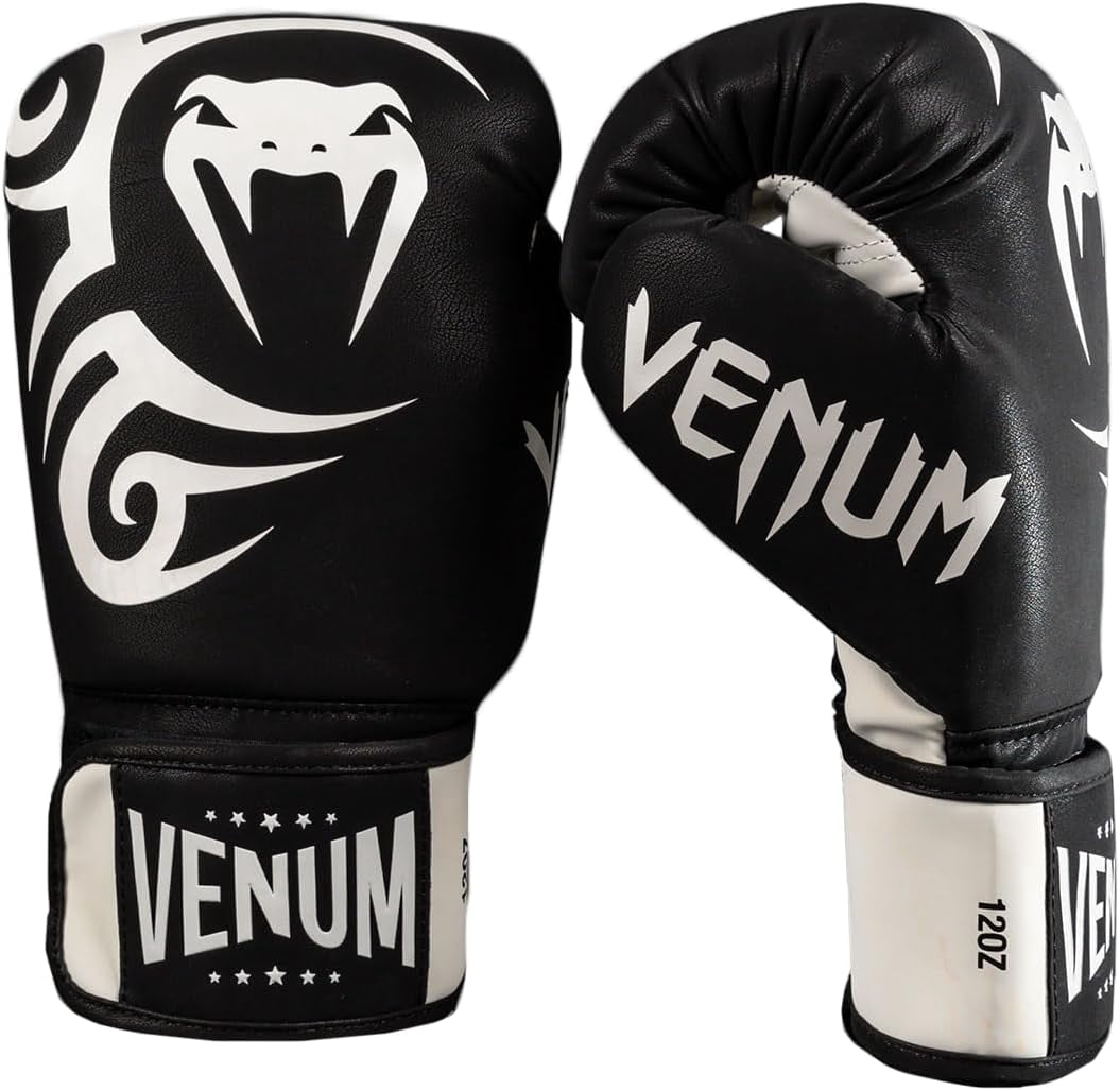 Venum Mike Tyson Replica Boxing Gloves - Deep Black/Optical White - 12-Ounce