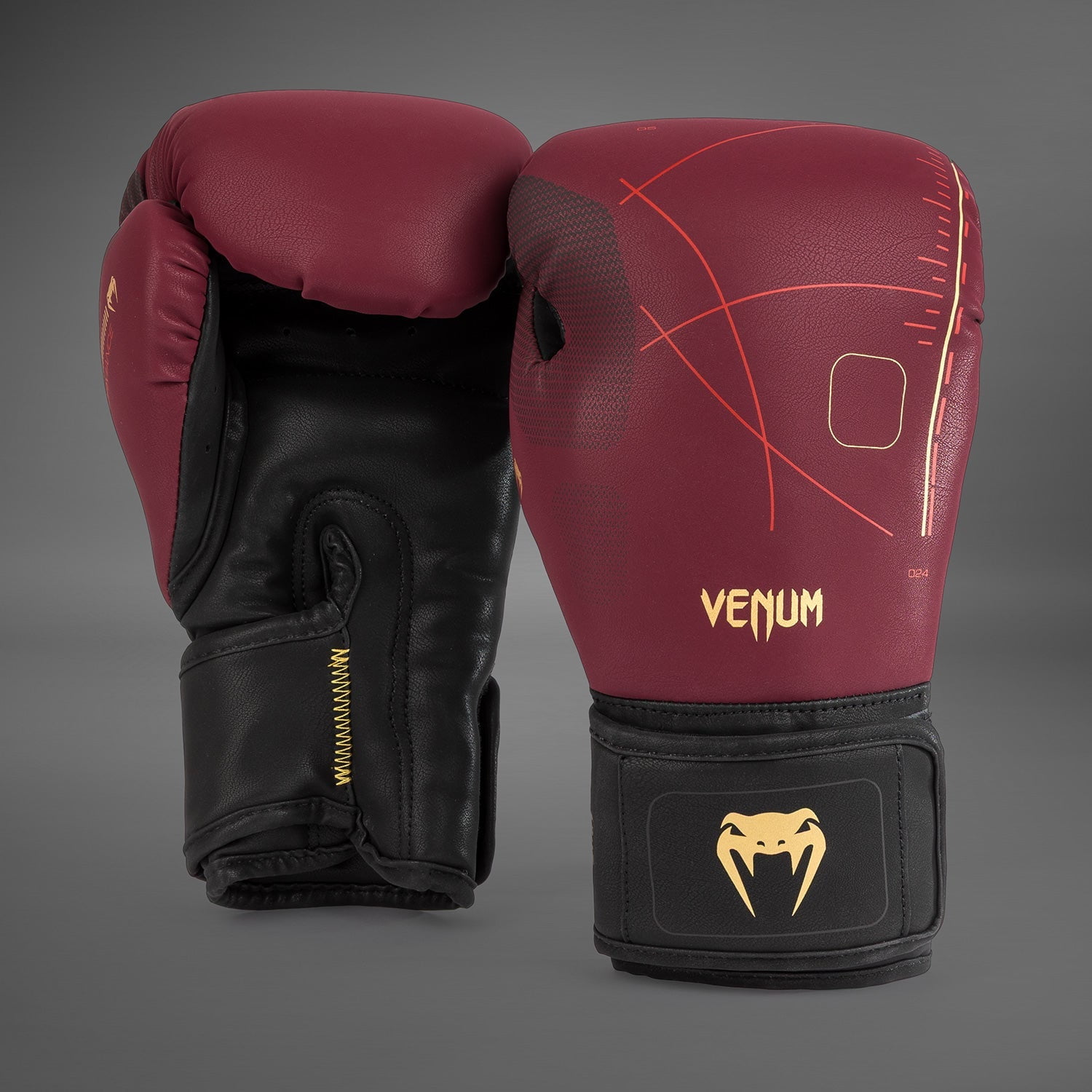 Venum Tactical XT Boxing Gloves - Black/Burgundy/Gold - 12-Ounce