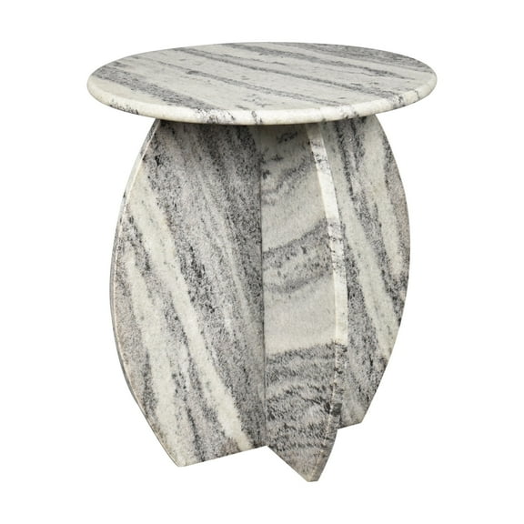 Venus 17.5" Contemporary Natural Marble Handmade X-Shaped End Table, Gray/Black