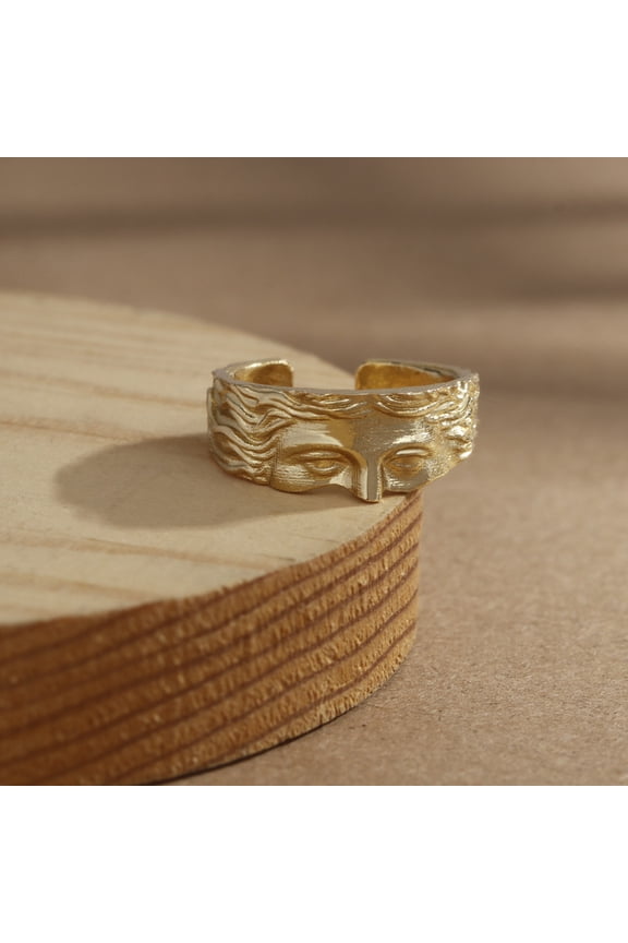 Venus Brass Cuff Rings for Men Golden Inner Diameter: Adjustable