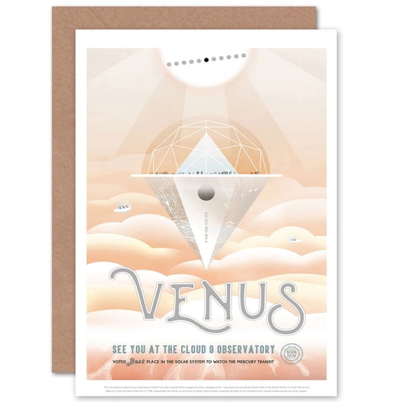 Venus Cloud 9 Observatory Nasa Space Tours Travel Greetings Card Plus Envelope Blank inside