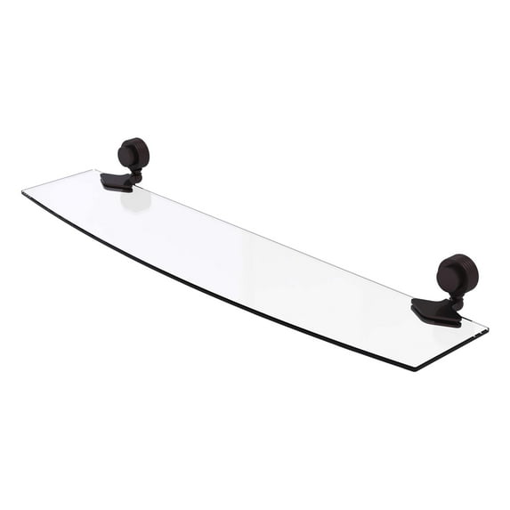 Venus Collection 24-in Glass Shelf with Groovy Accents in Antique Bronze
