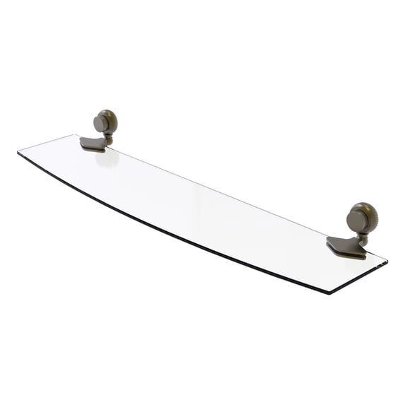 Venus Collection Glass Shelf with Twisted Accents - Antique Brass / 24 Inch