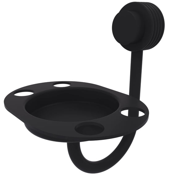 Venus Collection Tumbler and Toothbrush Holder - Matte Black / Grooved