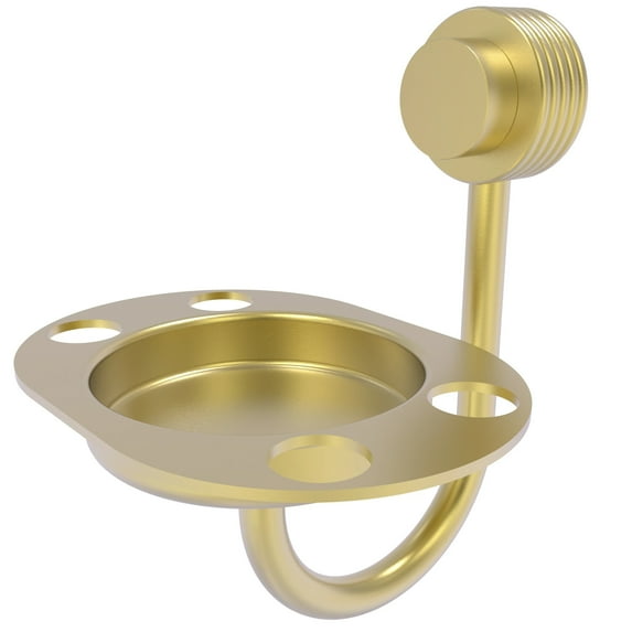 Venus Collection Tumbler and Toothbrush Holder with Groovy Accents in Satin Brass