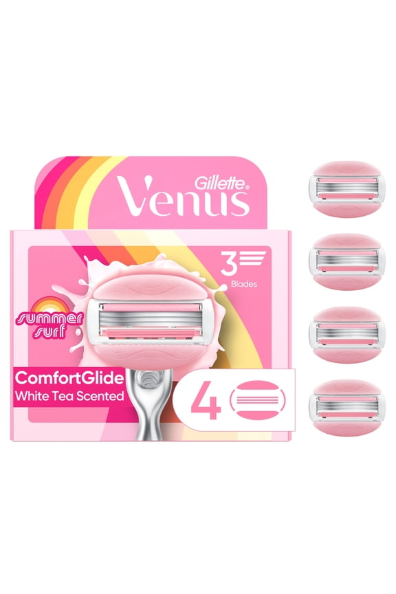 Summer Surf ComfortGlide 3 White Tea Women's Razor Blade Refills, 4 Count