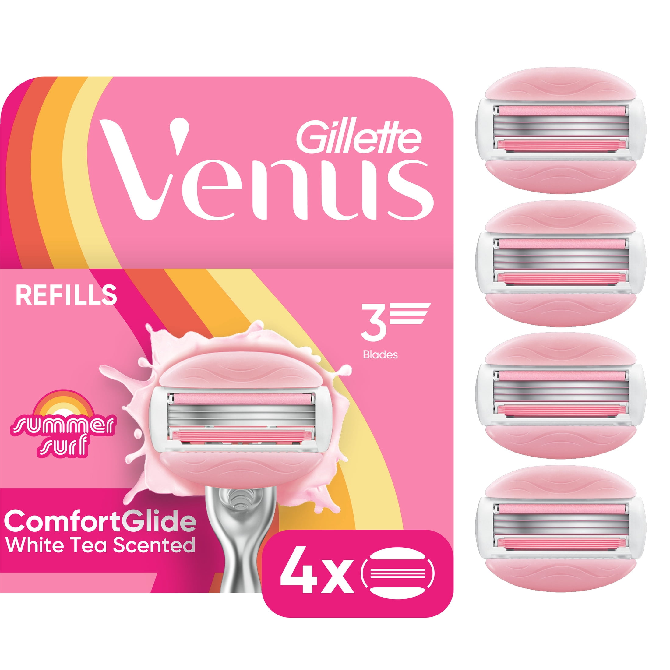 Venus Summer Surf ComfortGlide3 Blade Refills, 4 Count - Walmart.com