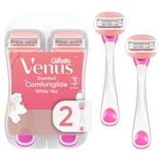 Venus ComfortGlide 3 White Tea Womens 3 Blade Disposable Razor, 2 count, Pink
