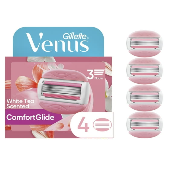 Venus ComfortGlide 3 White Tea Women's Razor Blade Refills, 4 Count