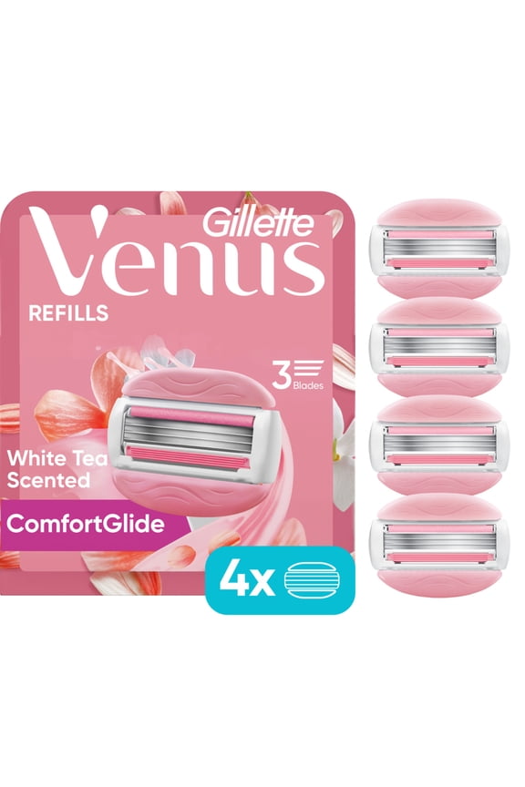 Womens Razor Blade Refills, ComfortGlide 3 White Tea, 4 Count