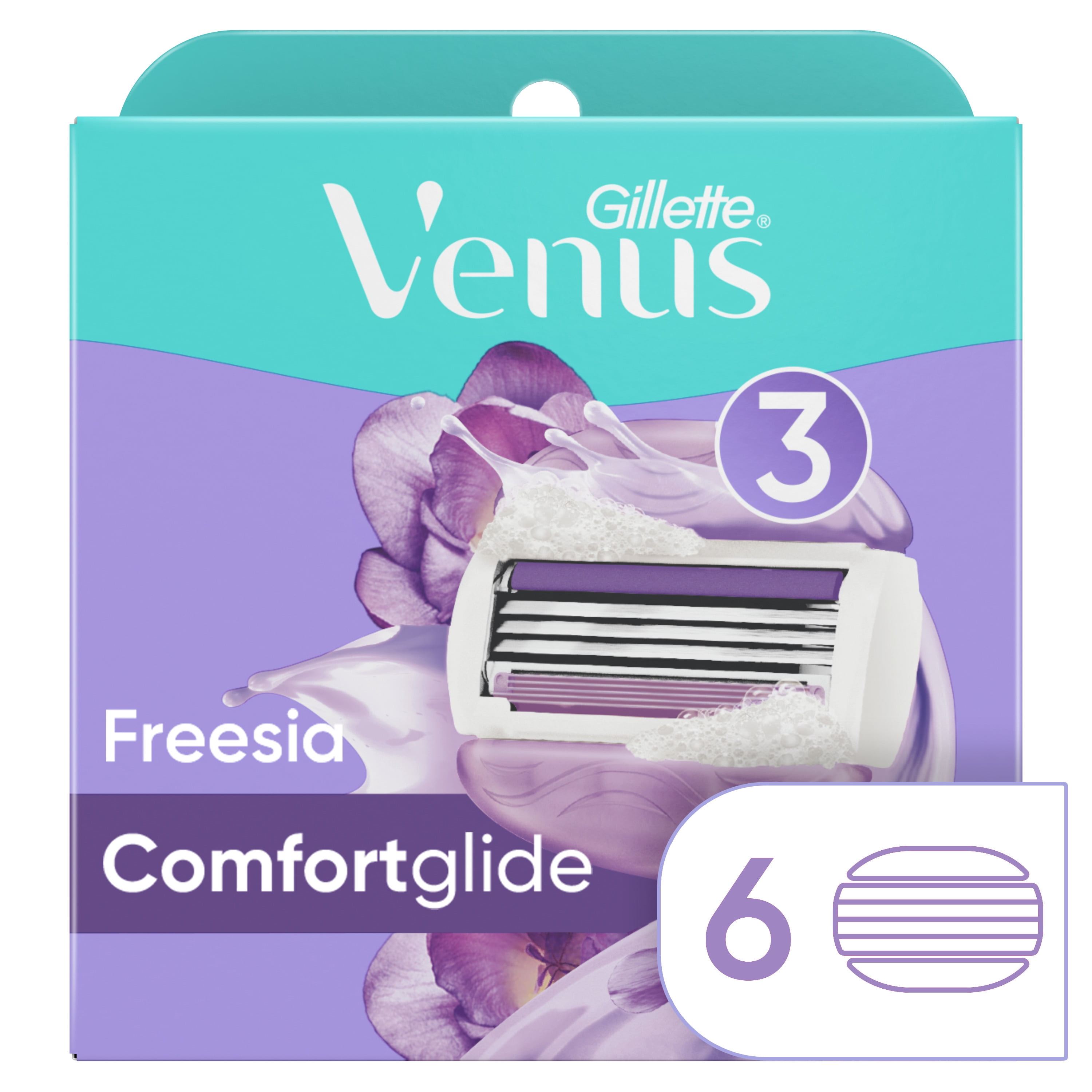Venus ComfortGlide Freesia Women's Razor Blade Refills, 6 Ct