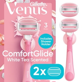 Venus ComfortGlide White Tea Manual Razor for Women, Handle, 3 Blades & 2 Refills, Pink