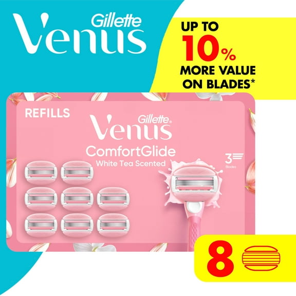 Venus ComfortGlide White Tea Women's Razor Blades, 8 Razor Blade Refills