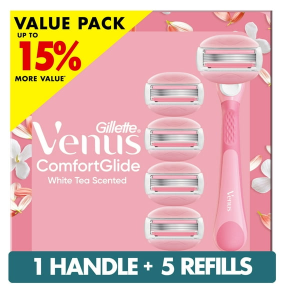 Venus Comfortglide White Tea Women's Razor, 5 Blade Refills