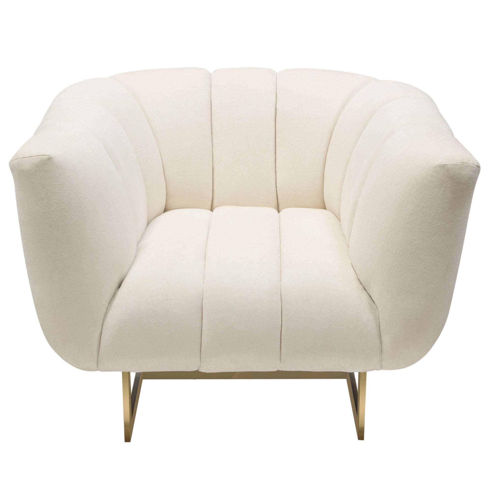 Elegant Blush Velvet & Gold Wood Armchair with Cushioned Back