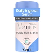 Venus for Pubic Hair & Skin Daily Ingrown Serum with Aloe + Lactic Acid for After Shave , 75ml